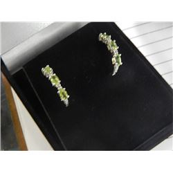 EARINGS - NEW LADIES PERIDOT AND DIAMOND EARINGS SET IN STERLING SILVER - APPROX. RETAIL $200