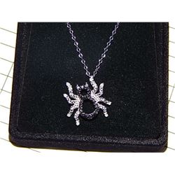 NECKLACE - GENUINE BLACK AND WHITE DIAMOND SPIDER NECKLACE - 20 DIAMONDS - INCLUDED CERTIFICATE $325