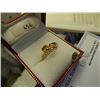 Image 1 : RING - 10K YELLOW GOLD IMPERIAL TOPAZ DOUBLE HEART RING - TTL .5 CARAT WEIGHT BRILIANT TOPAZ - RING 