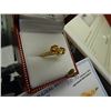 Image 2 : RING - 10K YELLOW GOLD IMPERIAL TOPAZ DOUBLE HEART RING - TTL .5 CARAT WEIGHT BRILIANT TOPAZ - RING 