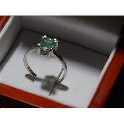 RING - LADIES SOUTH AMERICAN .87 CARAT EMERALD SOLITAIRE - INCLUDES CERTIFICATE - $750