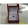 Image 1 : RING - STERLING SILVER GARNET & DIAMOND CLUSTER RING - 8 DIAMONDS - INCLUDES CERTIFICATE - $550