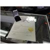 Image 2 : BRAND NEW PAIR AMETHEYST ½ HOOP EARINGS SET WIHT 4 DIAMONDS  - INCLUDES CERTIFICATE - $400
