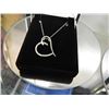 Image 1 : NECKLACE - STERLING SILVER HEART NECKLACE WITH DIAMONDS - INCLUDES CERTIFICATE $250