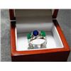 Image 1 : RING - NEW STERLING SILVER BLUE SAPPHIRE AND EMERALD RING