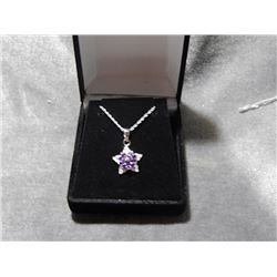 NECKLACE - ONE CARAT AMETHYST CLUSTER SET WITH 15 DAMONDS - INCLUDES CERTIFICATE - $600