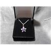 Image 1 : NECKLACE - ONE CARAT AMETHYST CLUSTER SET WITH 15 DAMONDS - INCLUDES CERTIFICATE - $600