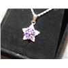 Image 3 : NECKLACE - ONE CARAT AMETHYST CLUSTER SET WITH 15 DAMONDS - INCLUDES CERTIFICATE - $600