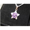 Image 4 : NECKLACE - ONE CARAT AMETHYST CLUSTER SET WITH 15 DAMONDS - INCLUDES CERTIFICATE - $600