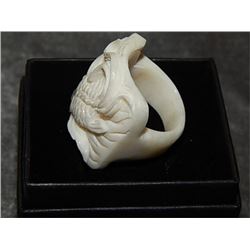 RING - CUSTOM DESIGNED AND HAND CRAFTED - MADE FROM BUFFALO BONE - KOI DESIGN