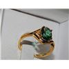 Image 1 : RING - DIAMOND AND GREEN QUARTZ DINNER RING - 14KT GOLD CLAD - INCLUDES CERTIFICATE - $350