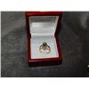 Image 2 : RING - DIAMOND AND GREEN QUARTZ DINNER RING - 14KT GOLD CLAD - INCLUDES CERTIFICATE - $350