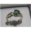 Image 2 : RING - LADIES .92 CARAT OVAL CUT EMERALD SOLITAIRE RING - V-S CLARITY - STERLING SILVER - INCLUDES C