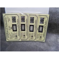 TITANIC BARS - .999 FINE SILVER BULLION - CERTIFIED AND SEALED - 4 X BID