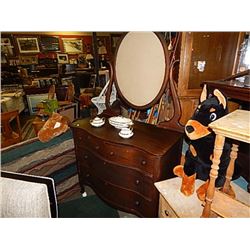 VINTAGE BOW FRONT DRESSOR WITH PLACE FOR MIRROR was broken in transport