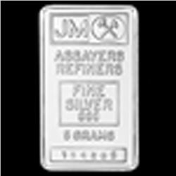 5 gram Johnson Matthey Silver Bar (Logo Back) .999 Fine