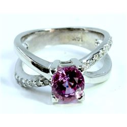 Natural Pink Sapphire 1.45ct / Diamond 0.17ct / 14K White Gold Ring 5.36gram