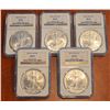 Image 1 : (5) 2003 $1 Eagles NGC MS69!!