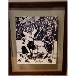 Paul Henderson 1972 8x10 B&W Photo "The Goal" w/COA