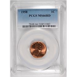 1958 Lincoln Cent PCGS MS66 RED