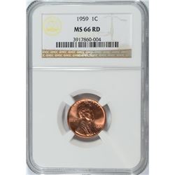 1959 LINCOLN CENT, NGC MS-66 RED  LOOKS MS-67 TO US, MS-67 RED SELL AT $3500.00!
