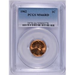 1962 LINCOLN CENT, PCGS MS-66 RED  SCARCE!!