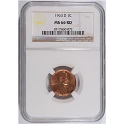 1963-D LINCOLN CENT NGC MS-66 RD