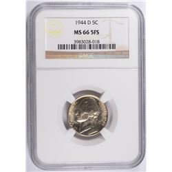 1944-D SILVER JEFFERSON NICKEL, NGC MS-66 5FS