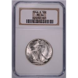 1946 WALKING LIBERTY HALF DOLLAR,  NGC MS-64