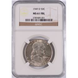 1949-D FRANKLIN HALF DOLLAR, NGC MS-61 FBL