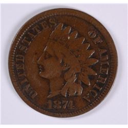 1874 INDIAN HEAD CENT VF/XF