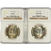 Image 1 : LOT of 2 FRANKLIN HALF DOLLARS - 1953 NGC MS64 & 1954 NGC MS64 FBL