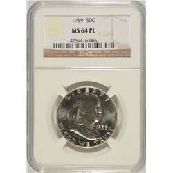 1959 FRANKLIN HALF DOLLAR NGC MS 64 PL!! RARE!! PLEASE SEE DESCRIPTION!