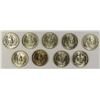 Image 2 : (9) 1954 WASHINGTON QUARTERS CH BU