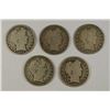 Image 1 : (5) 1900 BARBER HALF DOLLARS