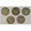 Image 2 : (5) 1907-D BARBER HALF DOLLARS