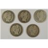 Image 1 : (5) 1912-D BARBER HALF DOLLARS