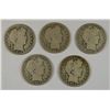 Image 1 : (5) 1914-S BARBER HALF DOLLARS