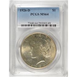 1926-D PEACE DOLLAR PCGS MS64 BLAST WHITE
