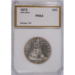 1875 PROOF SEATED HALF DOLLAR PCI PR-64 (MINTAGE ONLY 700 !!!)