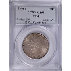 1934 BOONE COMMEN HALF DOLLAR PCGS MS-65