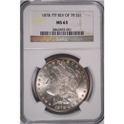 1878 7 TF MORGAN DOLLAR NGC MS-63