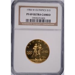 1984 W $10 PROOF GOLD COMMEN (OLYMPICS) NGC PF-69 UC