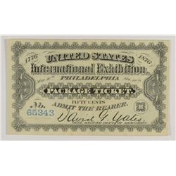 1876 US INTERNATIONAL EXHIBITION (NO OVERPRINT, BLUE SERIAL #) CH CU