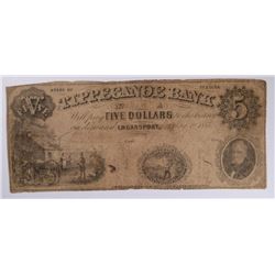 1855 $5 TIPPECANOE BANK (LOGANSPORT, IN)