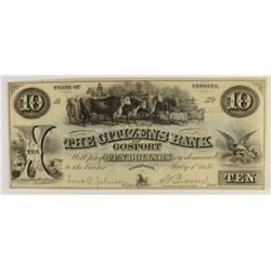 1857 $10 CITIZENS BANK OF GOSPORT, IN CH CU