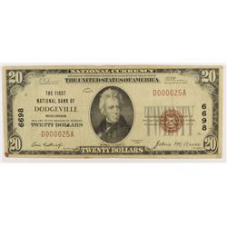 1929 $20 NATIONAL (DODGEVILLE, WI) #6698