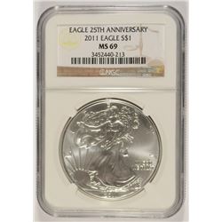 2011 SILVER AMERICAN EAGLE NGC MS-69
