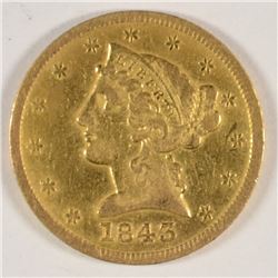 1843 $5 GOLD LIBERTY
