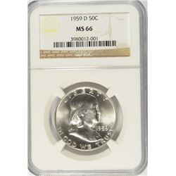1959-D FRANKLIN HALF DOLLAR NGC MS-66 SUPERB, VERY, VERY RARE!!